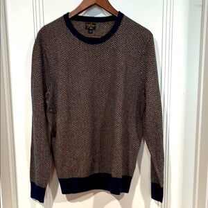 J. Crew Blue and Brown Crewneck Sweater 100% cashmere